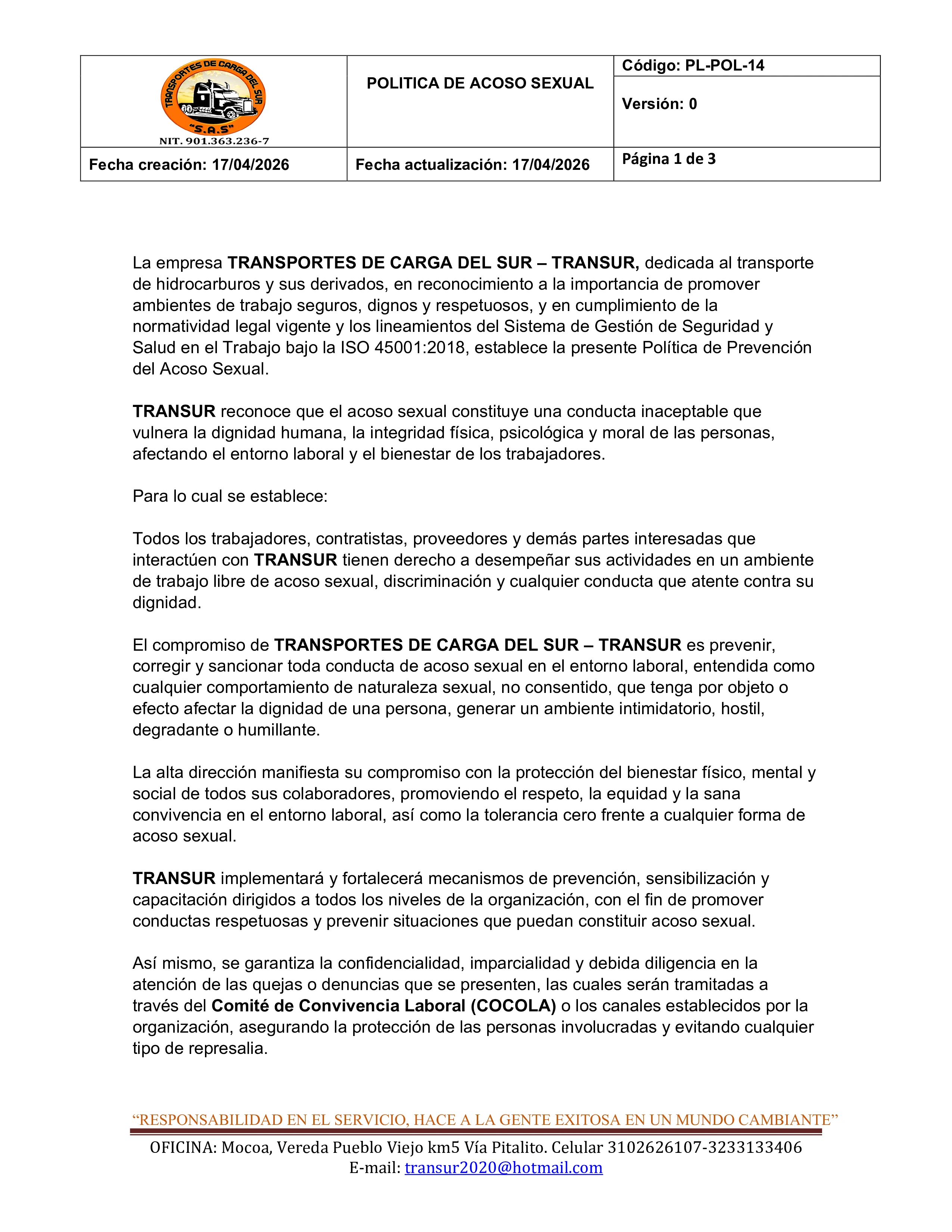 Política de Acoso Sexual 1
