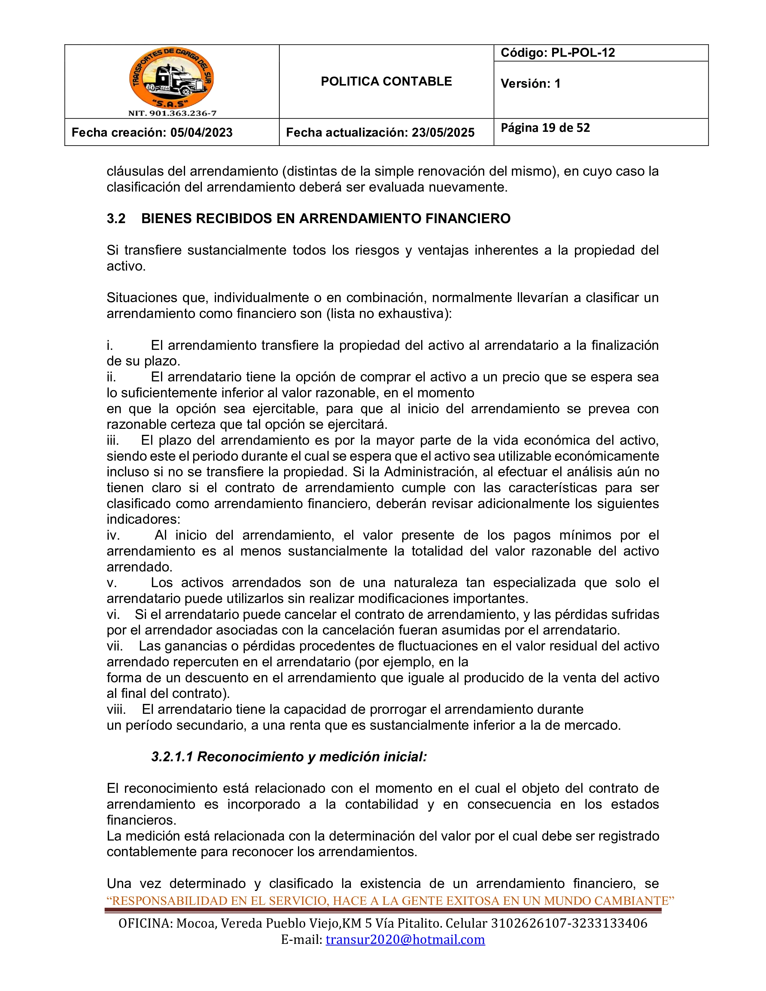 Política Contable 19