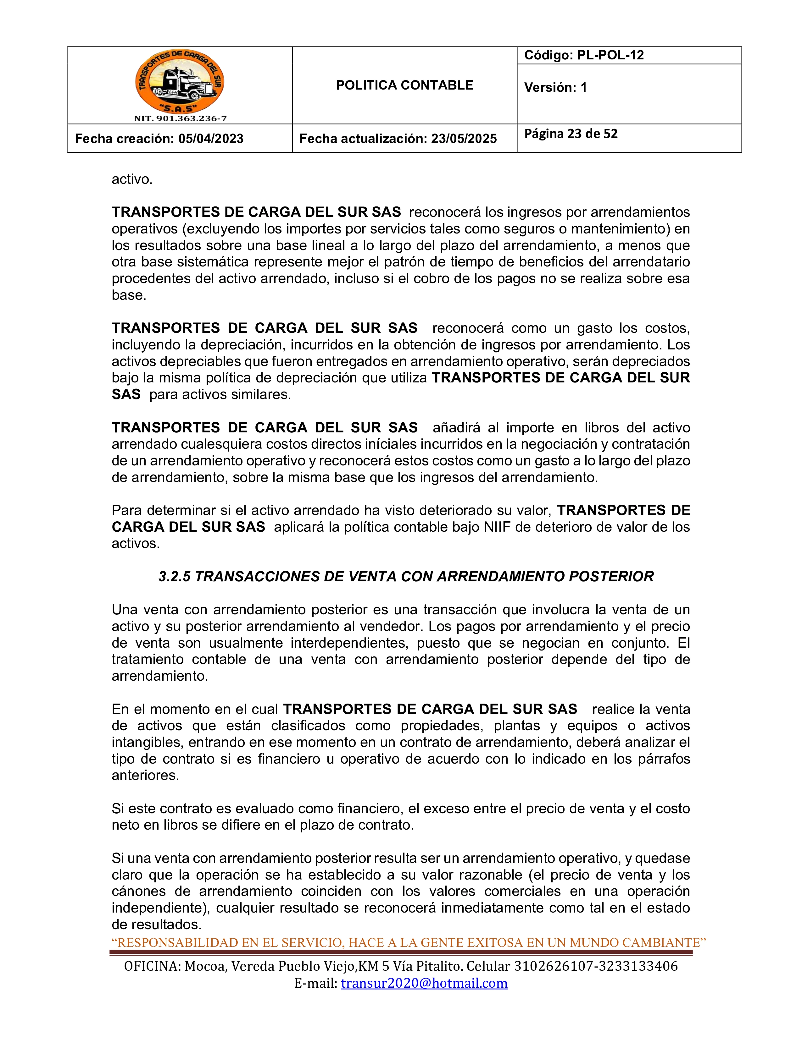 Política Contable 23