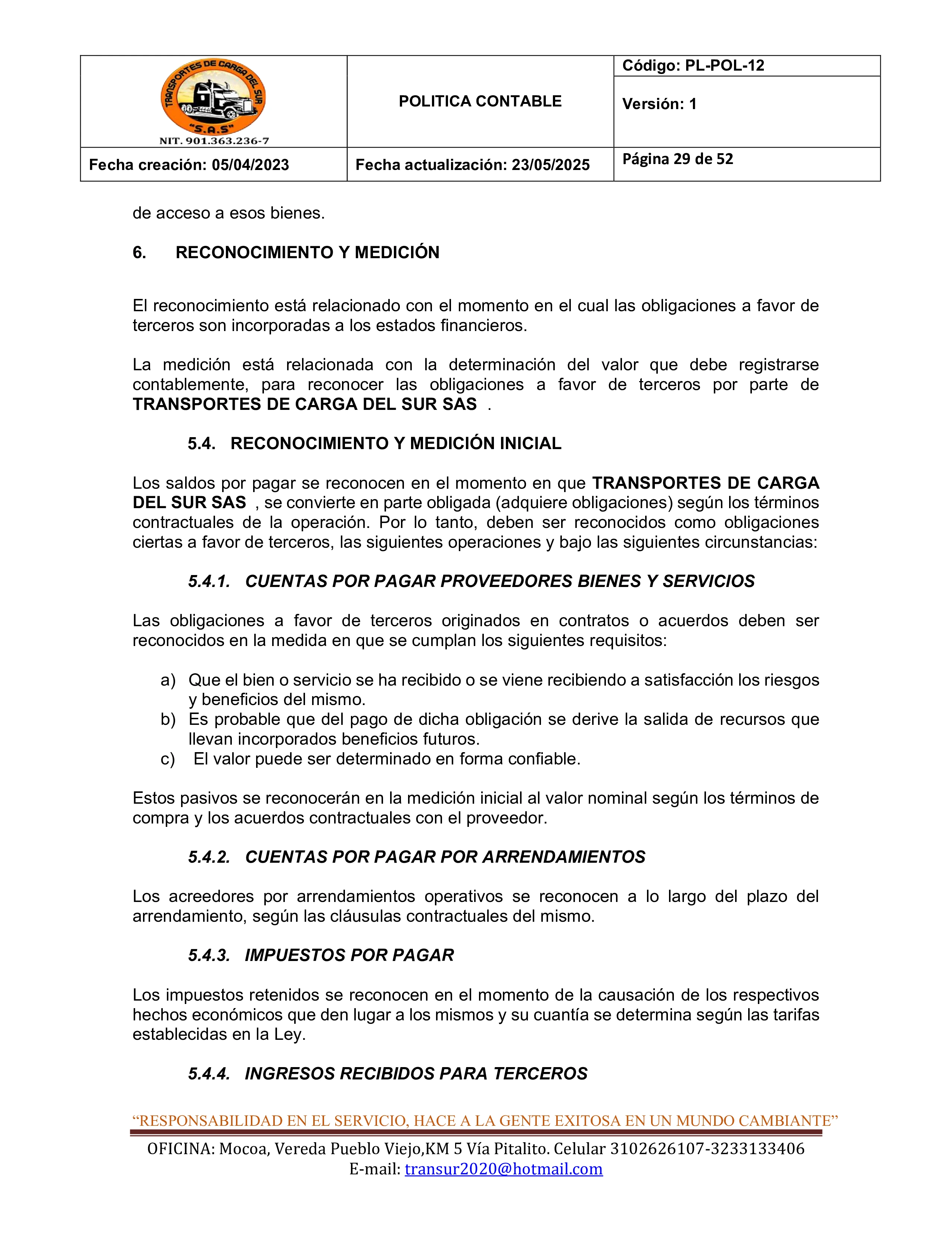 Política Contable 29