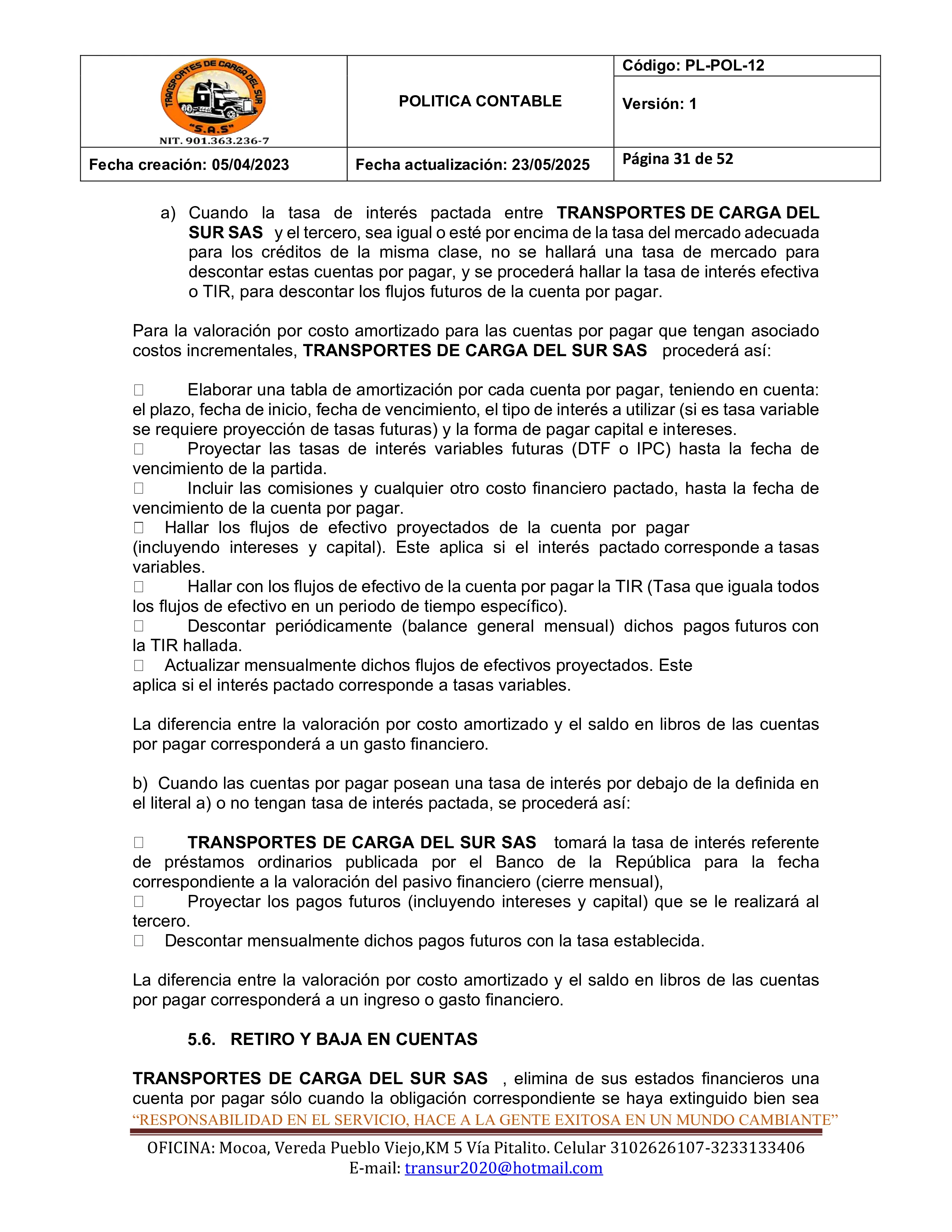 Política Contable 31