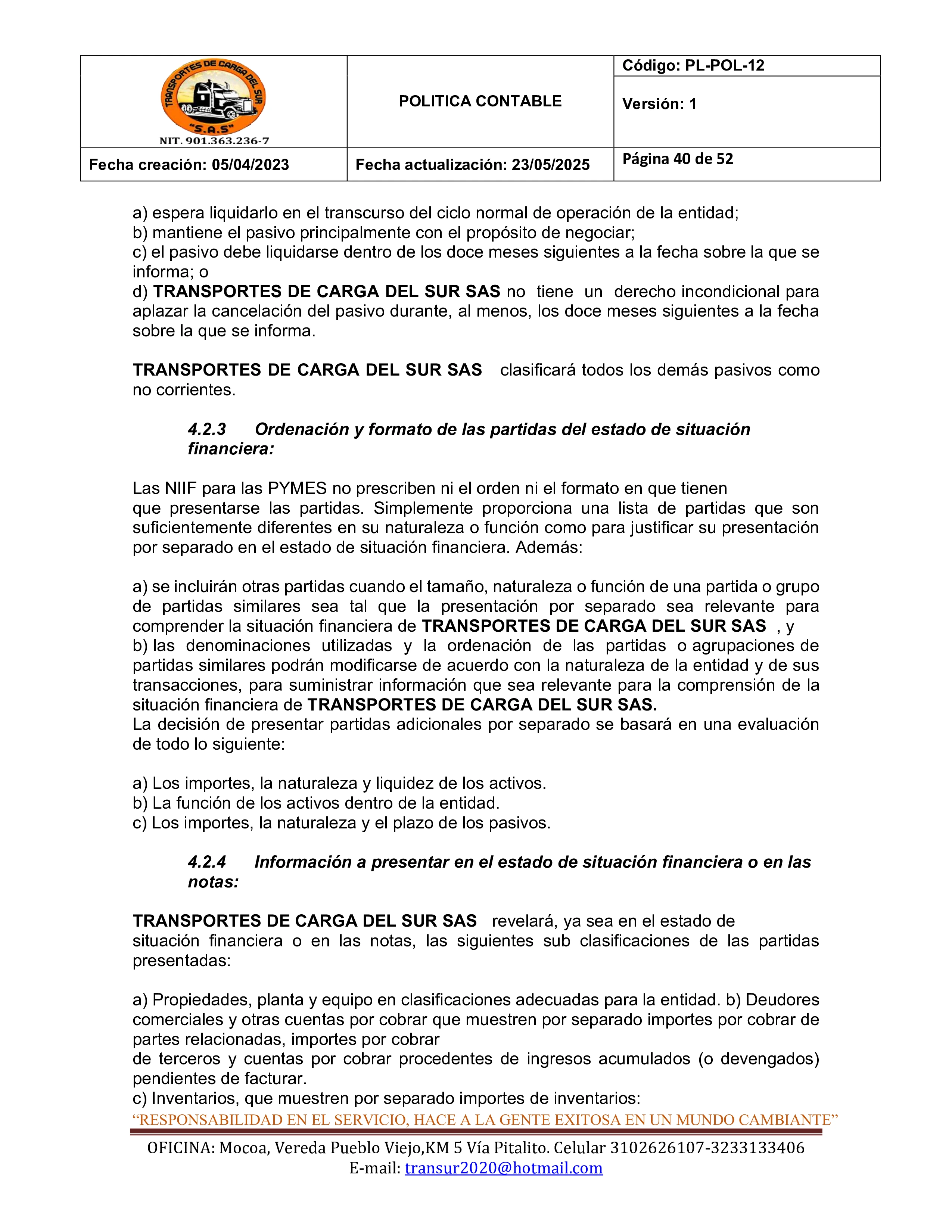 Política Contable 40