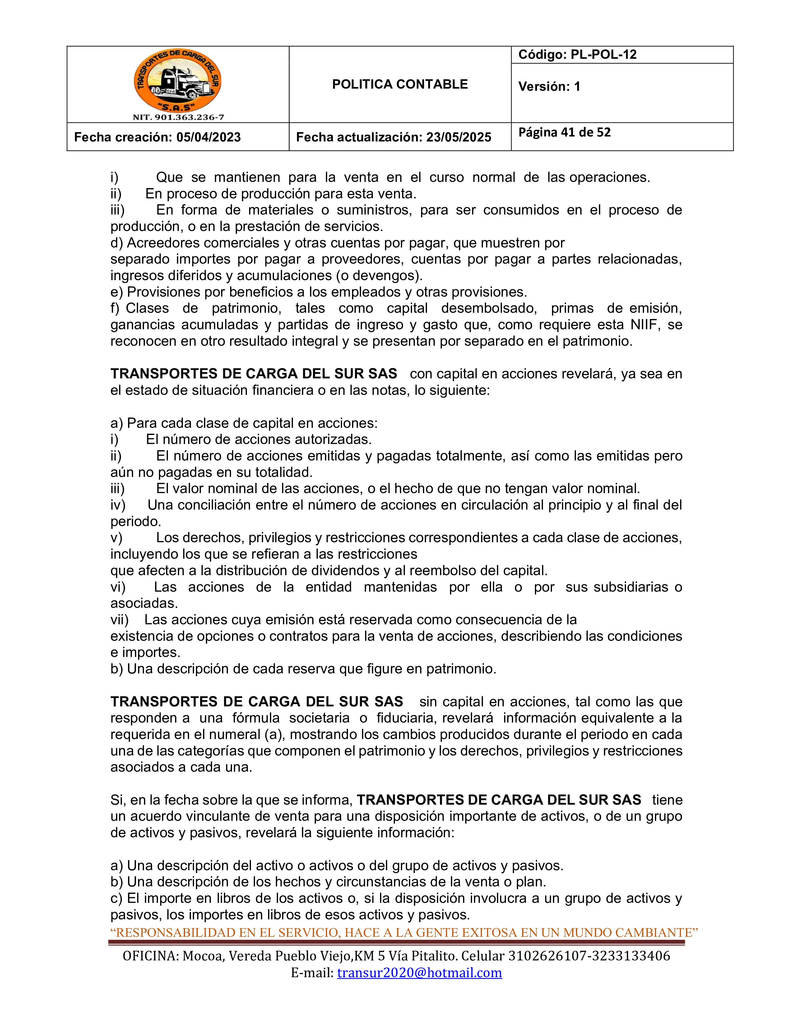 Política Contable 41