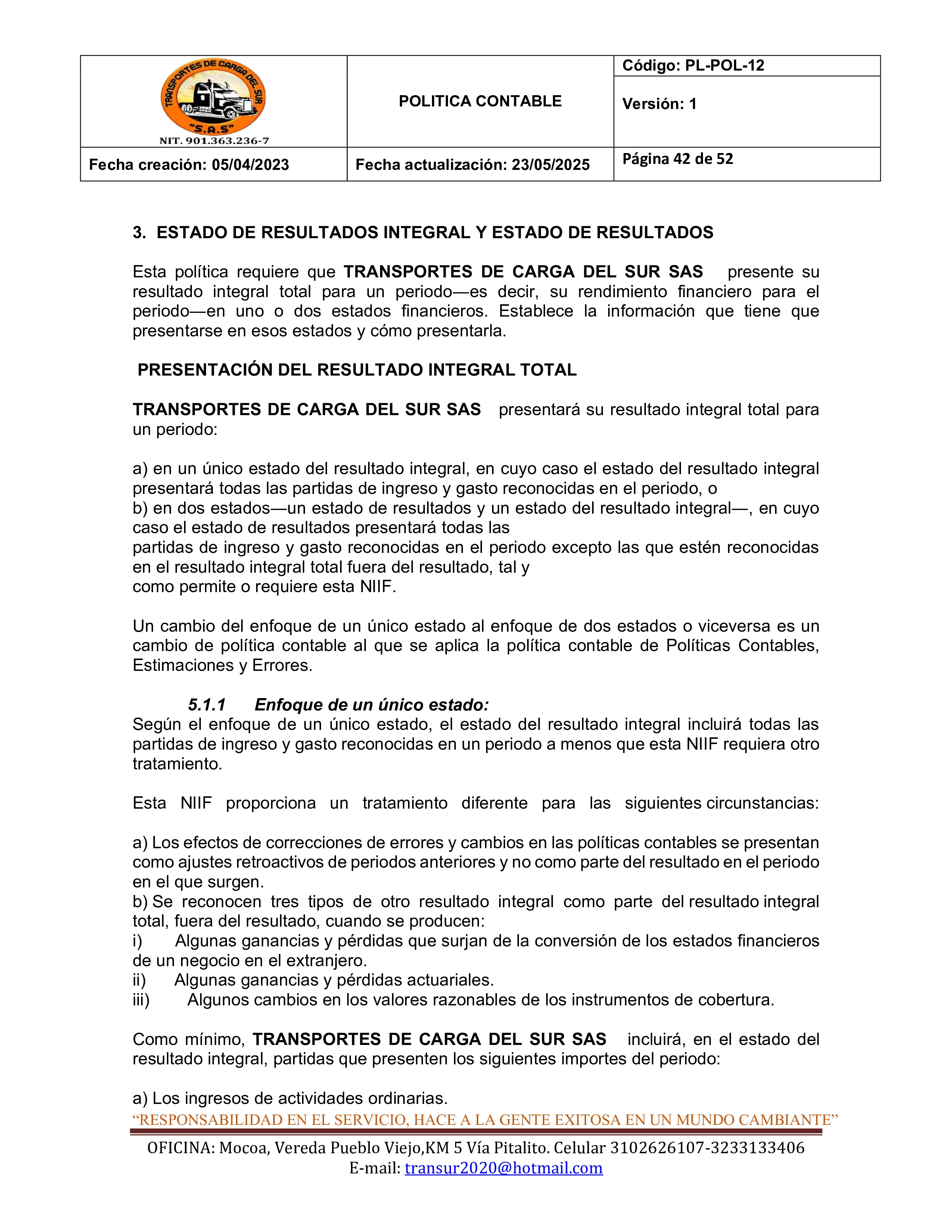 Política Contable 42