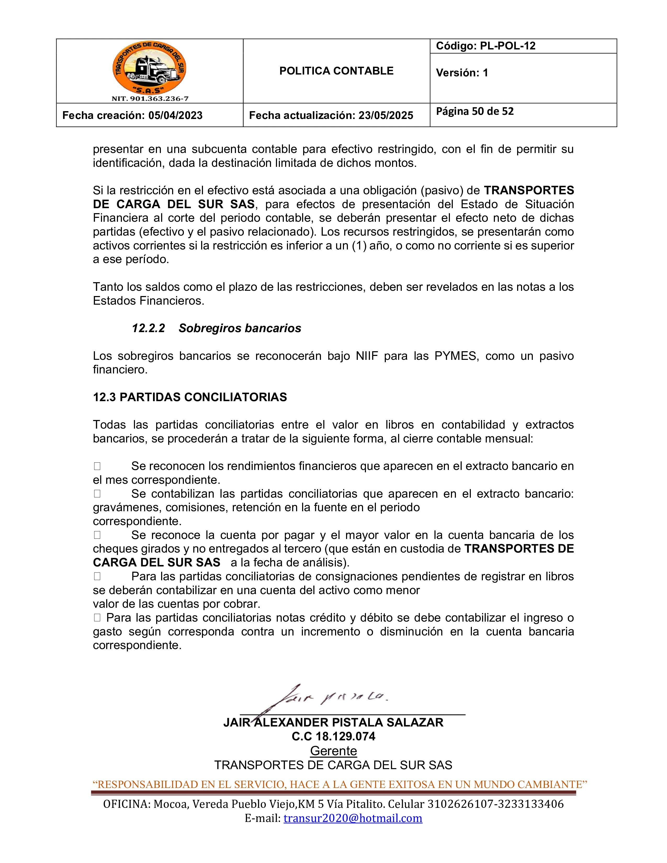 Política Contable 50