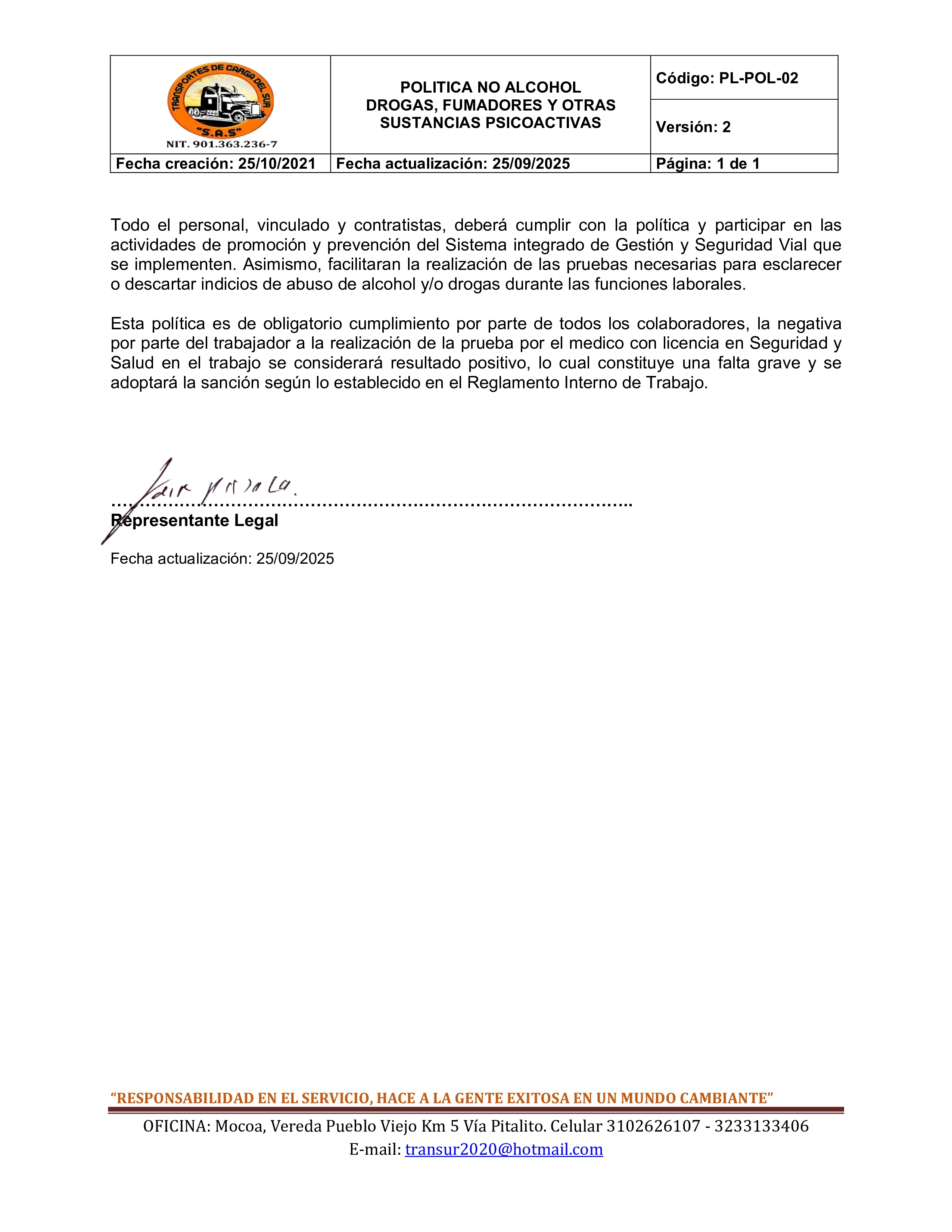 Política No Alcohol, Drogas y Fumadores - Imagen 2