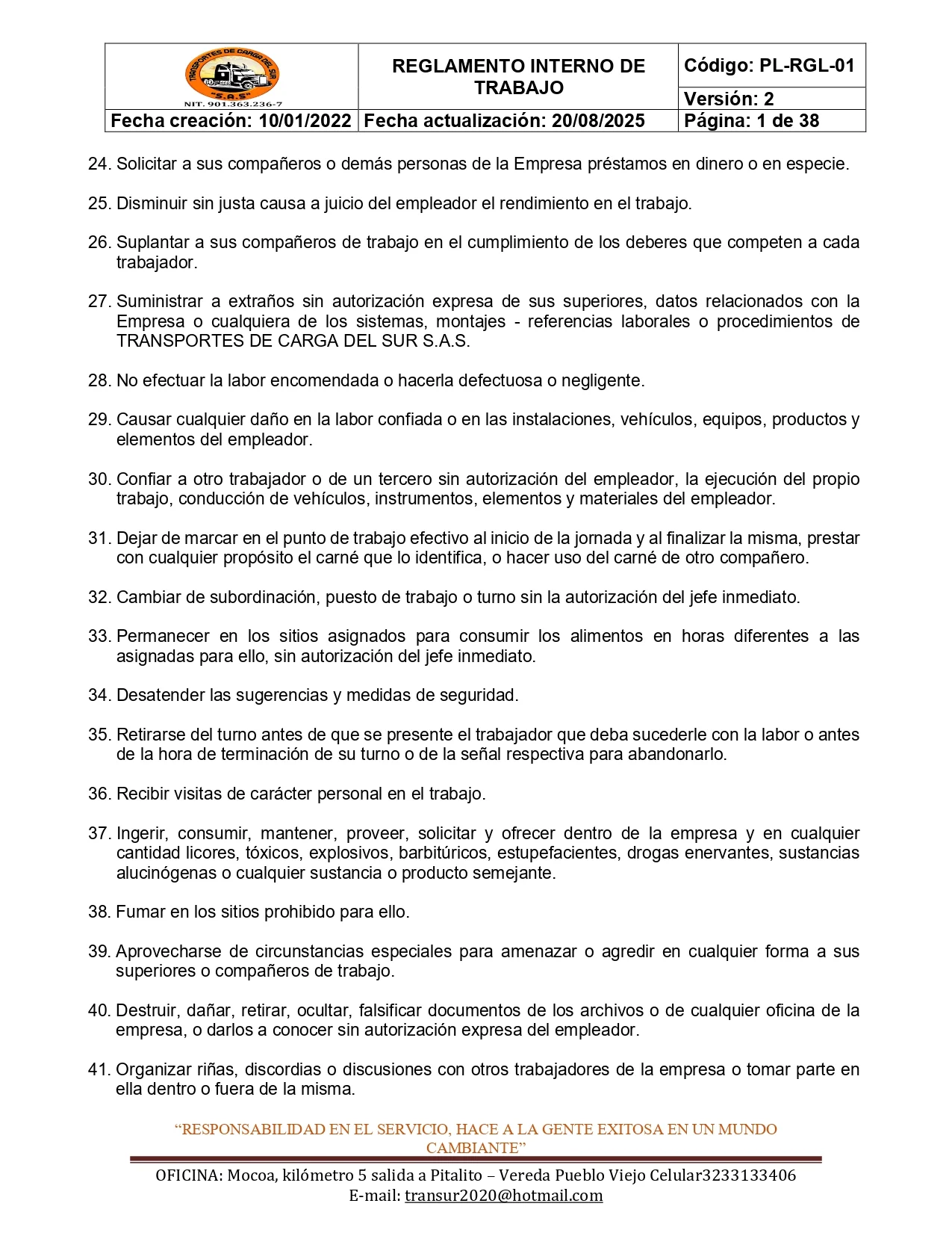 Reglamento Interno 29